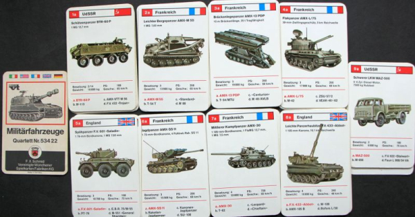 Schmid Spiele "Militaerfahrzeuge" 1970 Cardgame (10500)
